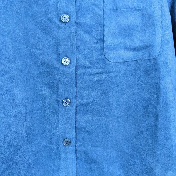 Draper's & Damon's Blue Microsuede Button Up Round Hem Shacket - size 1X NWOT - Picture 6 of 14